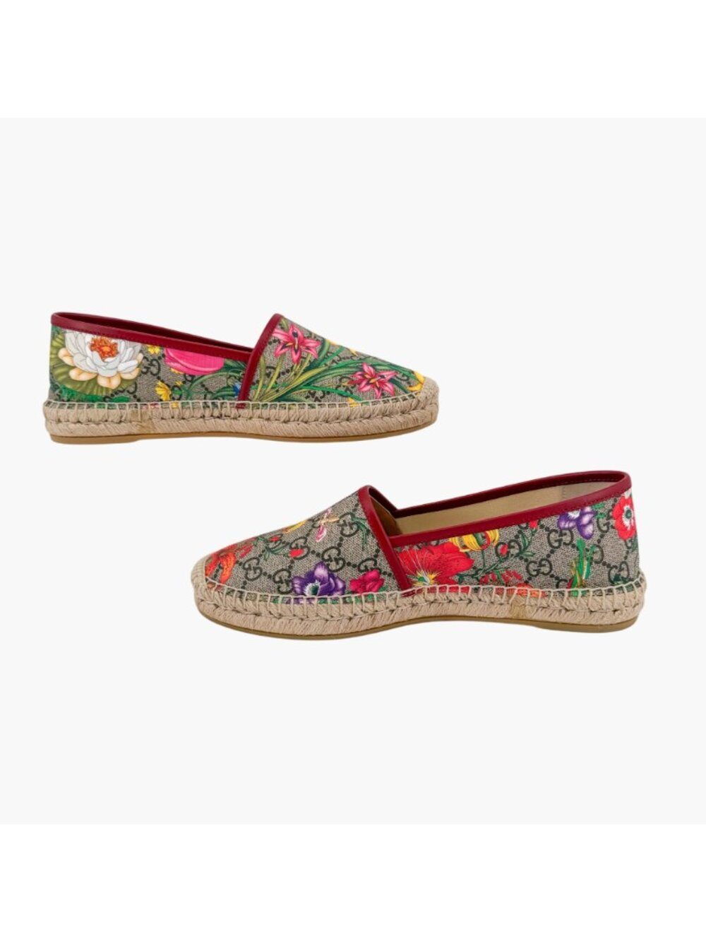 Gucci GG Flora Espadrilles Beige Canvas Flats Floral Supreme Size 40 US 10 - Picture 10 of 14